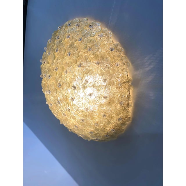 Early 21st Century Gold-Flowers Murano Glass Flush Mount For Sale - Image 9 of 13