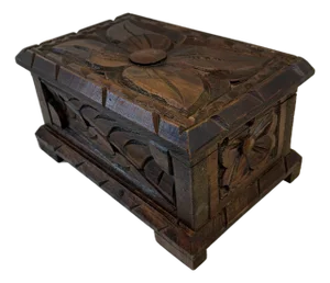 Vintage Carved Wooden Hinged Box