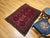 Textile Vintage Afghan Bokhara Area Rug, Hand-Knotted Wool, Allover Geometric Pattern, Plum & Burgundy, 4x5 For Sale - Image 7 of 17