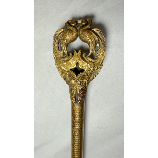 Metal Large Antique 19th Century Gilt Bronze Petit Point Embroidery Vanity Hand Mirror For Sale - Image 7 of 14