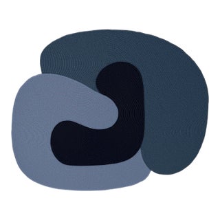 Riff Rug, 4x6ft, Multicolor B: Light Blue, Navy Blue, Medium Blue, From Souda, Braided, Coiled Wool Area Rug For Sale