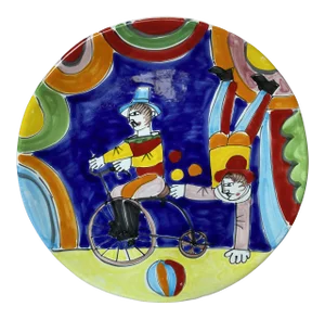 1990s La Musa “Carnevale” Large Acrobat Series Platter for Saks Fifth Avenue