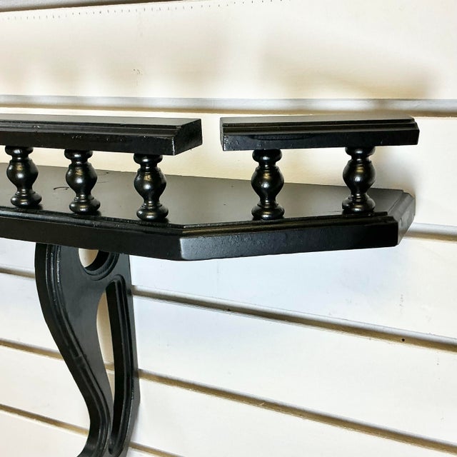 1950s Vintage Boho Chic Arts & Crafts Wood Wall Mounted Shelf, Newly Painted For Sale - Image 10 of 12