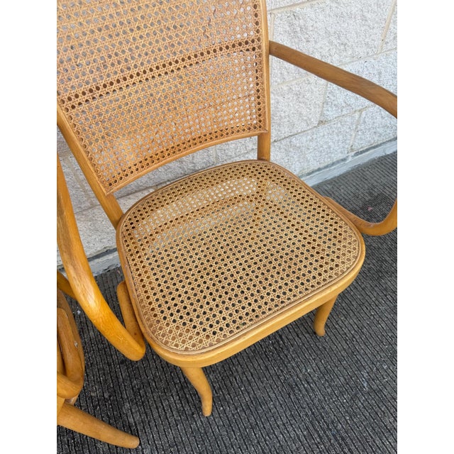Brown A Set of Four Mid Century Thonet Style Bentwood Prague Chairs Chairs For Sale - Image 8 of 11
