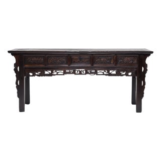 Antique Chinese Four Flowers Altar Table, 19th Century For Sale