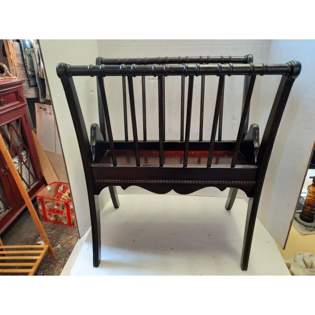 Large Vintage Solid Wood Magazine Rack For Sale - Image 11 of 11