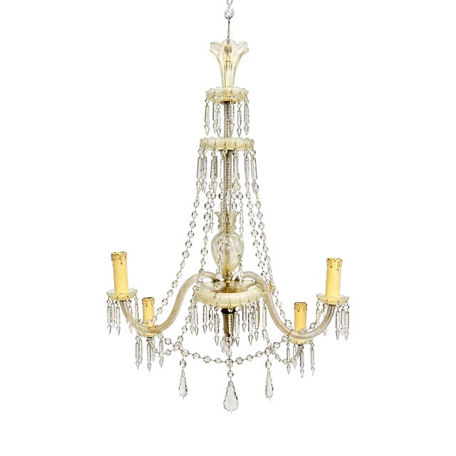 European Chandelier with Crystal Pendants For Sale