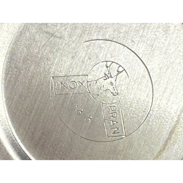 Glass and Stainless Steel Ice Bucket and Glasses from Pran, Italy, 1970s, Set of 6 For Sale - Image 13 of 14