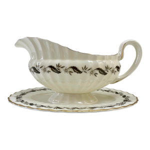 English Royal Worcester Bone China "Engadine" Gravy Boat W/ Underplate