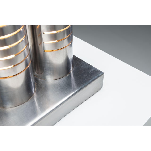 Triple Column Table Lamp in Stainless Steel attributed to Goffredo Reggiani, 1960s For Sale - Image 14 of 18