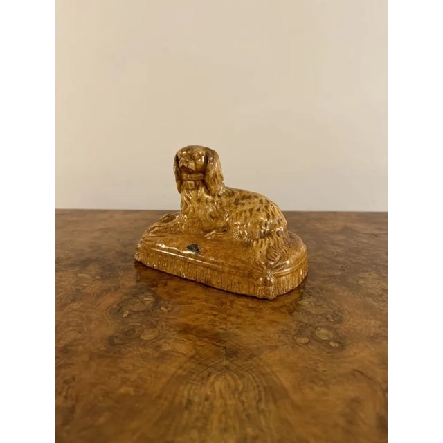 Victorian Staffordshire Stoneware King Charles Spaniel, 1860s For Sale - Image 3 of 6