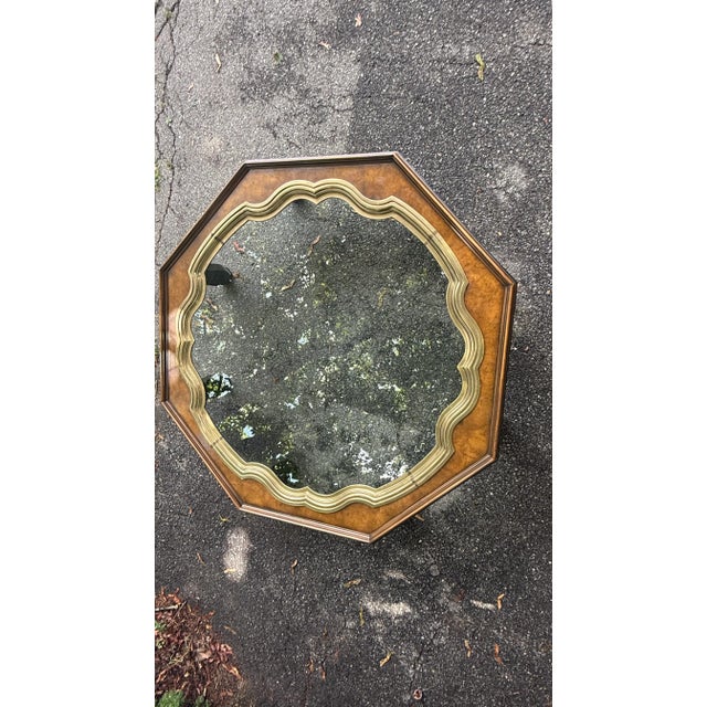 Chinoiserie 1980s Vintage Baker Furniture Chinoiserie Octagonal Glass-Top Coffee Table With Floral Hand-Painting For Sale - Image 3 of 12