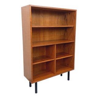 Scandinavian Modern Bookcase in Teak and Black Metal, 1960s For Sale