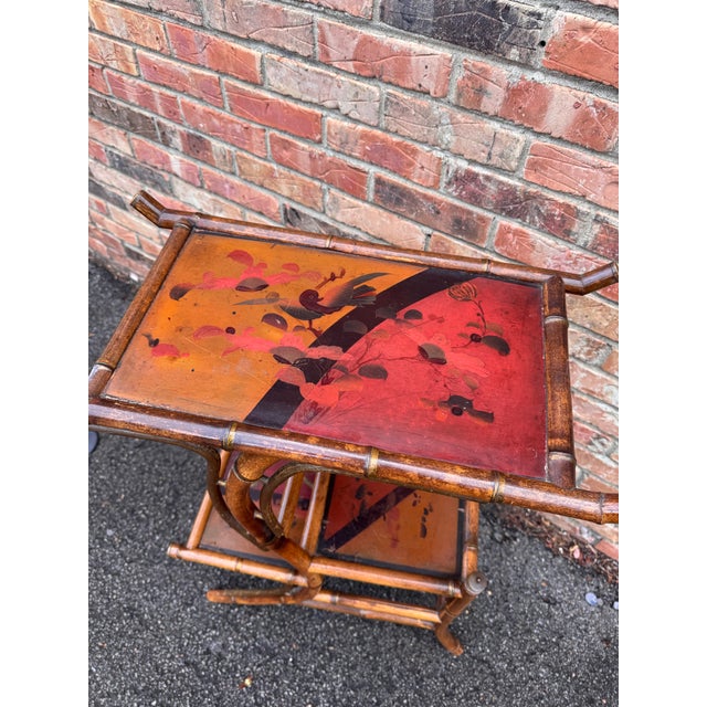 Boho Chic 19th Century English Bamboo Side Table /Plant Stand For Sale - Image 3 of 7