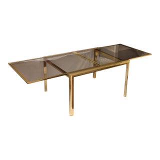 Vintage Expandable Mastercraft Brass Dining Table For Sale