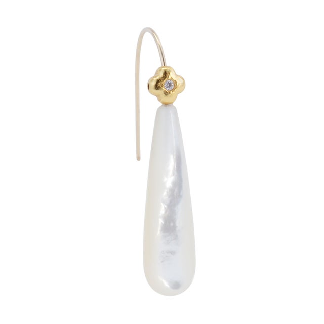Mother of Pearl Raindrop Earrings, Pair For Sale - Image 4 of 7