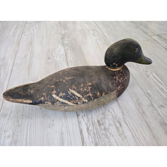 Brown Antique Hand-Stamped "K" Rig Cork & Wood Black Duck Decoy - Early 20th Century Americana For Sale - Image 8 of 12