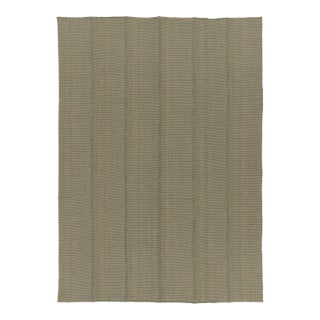 Rug & Kilim’s Contemporary Kilim With Tonal Green Stripes For Sale