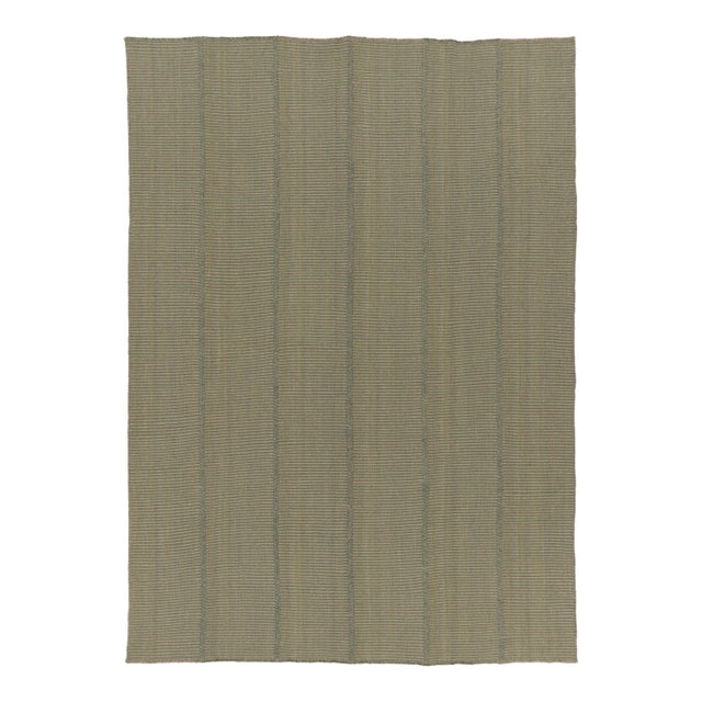 Rug & Kilim’s Contemporary Kilim With Tonal Green Stripes For Sale