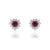 Heart-Cut Ruby & Diamond Floral Halo Stud Earrings in 14k White Gold- A Pair For Sale - Image 4 of 14