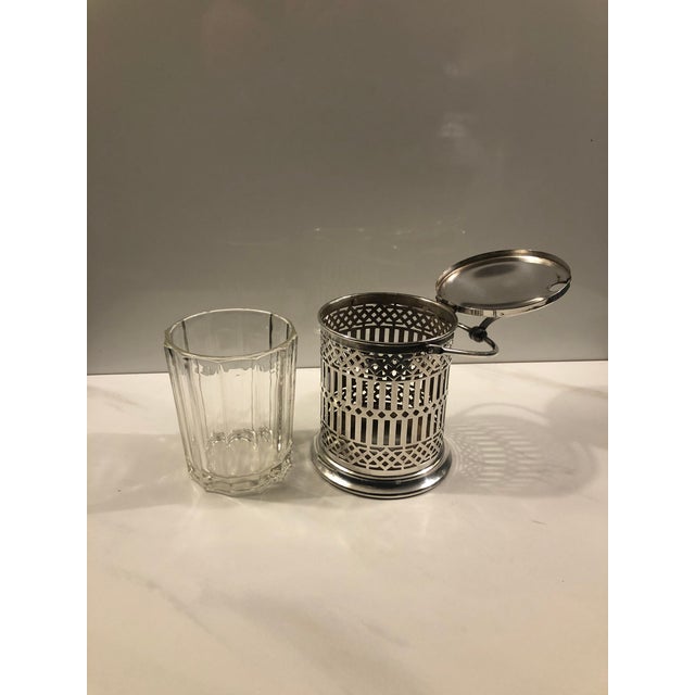 1920s Art Deco Silver Pierced Condiment Jar With Lid For Sale - Image 10 of 11