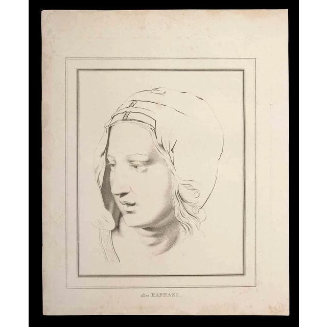 The portrait after Raphael is an original etching artwork realized by Thomas Holloway for Johann Caspar Lavater's "Essays...