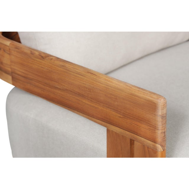 Paradiso Outdoor Solid Teak Wood Chair - Grey Fabric For Sale - Image 4 of 9