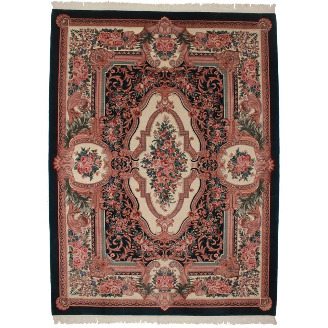 Aubusson Design Vintage Hand Knotted Wool Area Rug Size: 8' 9" x 11' 9"