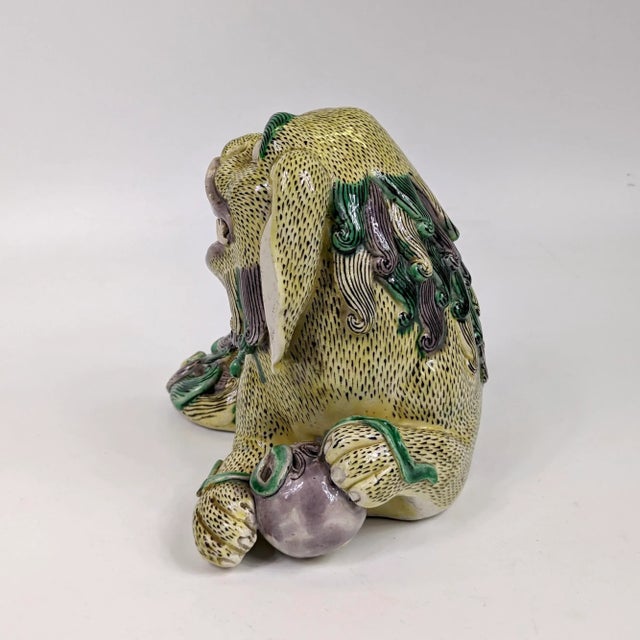 Ceramic Pair of Late 19th Century Porcelain Chinese Foo Dog Figurines For Sale - Image 7 of 13
