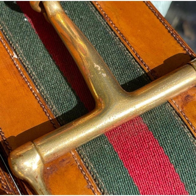 1970s Gucci Gold Plated Snaffle Bit Leather Bookends - A Pair For Sale In West Palm - Image 6 of 11