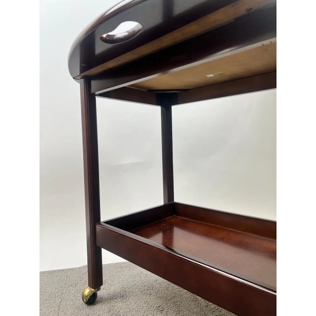 English Style Bombay Company Butler's Tray Table Cherry Wood Drop Leaf Serving For Sale - Image 9 of 17