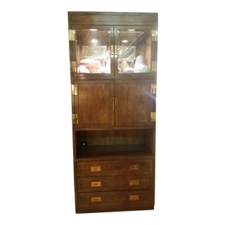 Henredon Scene I Campaign Style Bar Cabinet For Sale