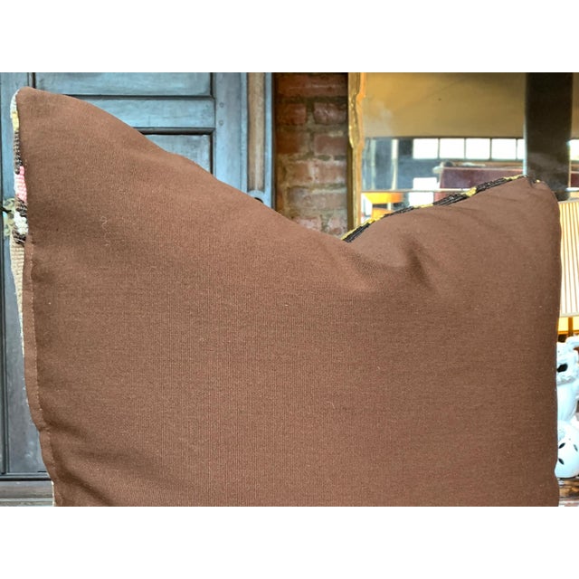 Greige Custom-Made Pillow With Antique Kilim Textile For Sale - Image 8 of 9