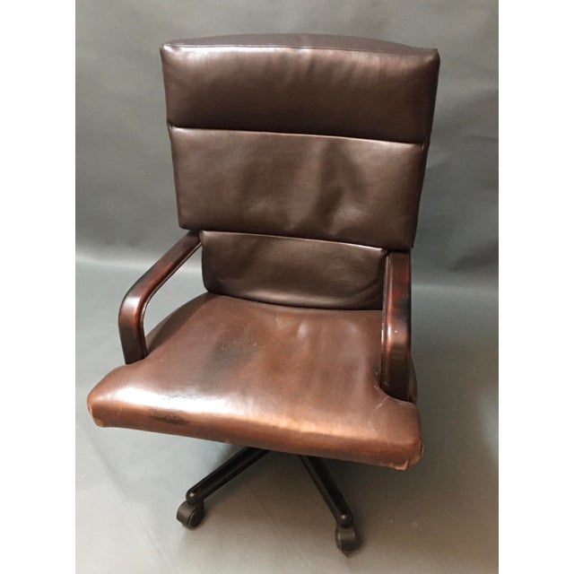 1980s Modern Leather Office Armchair by Matteo Grassi, 1980s For Sale - Image 5 of 8