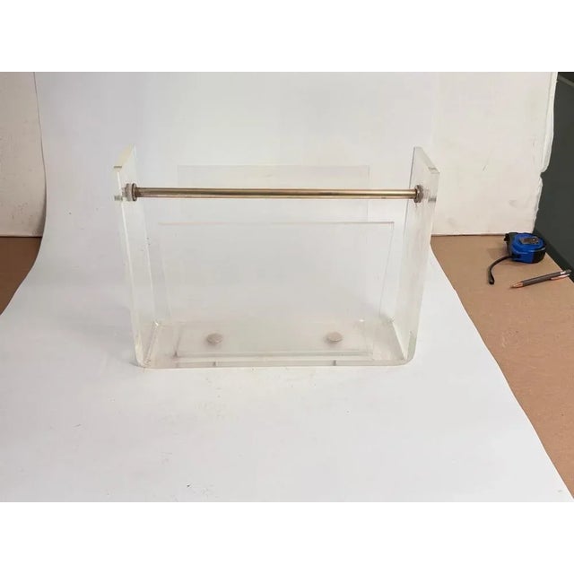 Metal Vintage Thick Acrylic and Chrome Steel Magazine Rack, 1970s For Sale - Image 7 of 8