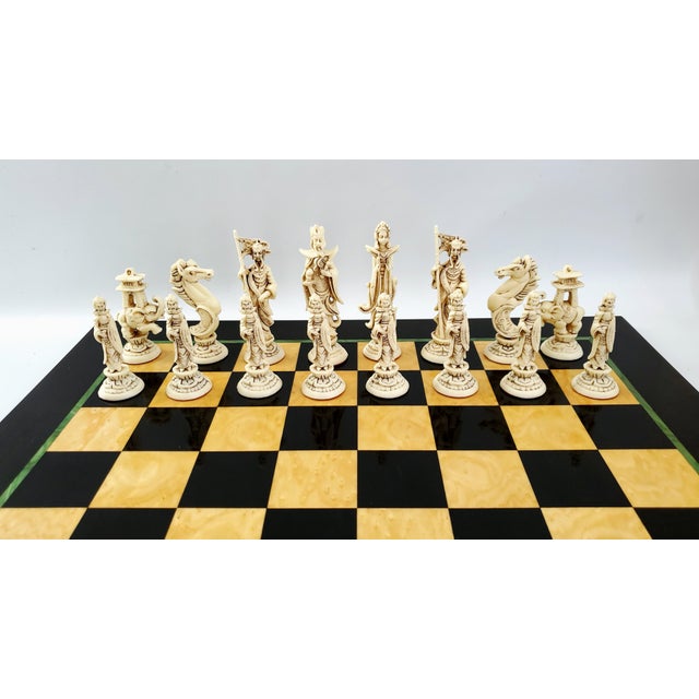 Vintage Marquetry Chess Set With Chinese Figurines For Sale - Image 15 of 15