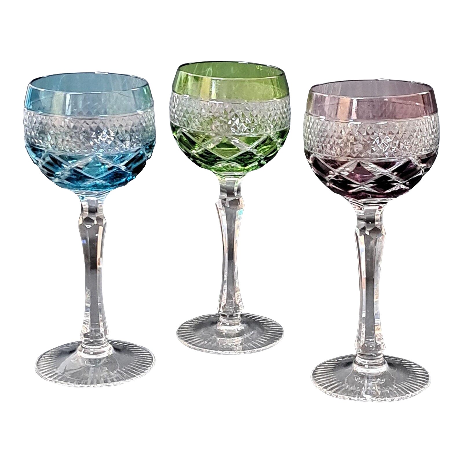 1950s Beyer Bleikristall Lead Crystal Hand Cut to Clear Hock Wine