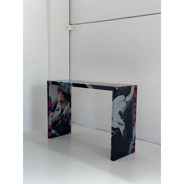 Black Console Table by Mimmo Rotella and Zero Design, 1990s For Sale - Image 8 of 9