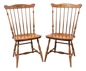 1970's Maple Fan-Back Windsor Hitchcock Chairs - A Pair