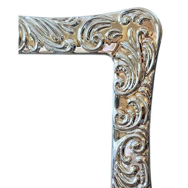 American 1980s Large Rococo Revival Silverplated Acanthus Scroll Picture Frame 12" × 10" for 9" × 11" Image For Sale - Image 3 of 11