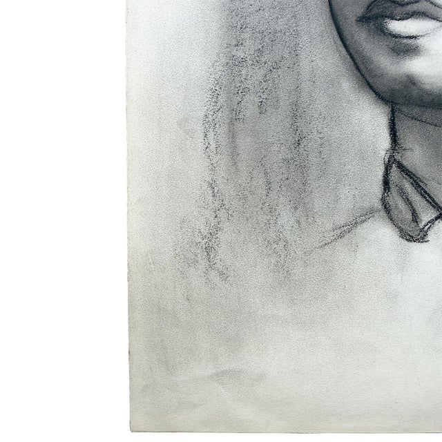 Mid-Century Modern Mid 20th Century Donna Foreman Hopper Original Charcoal Portrait Illustration of a Woman With Short Hair For Sale - Image 3 of 9