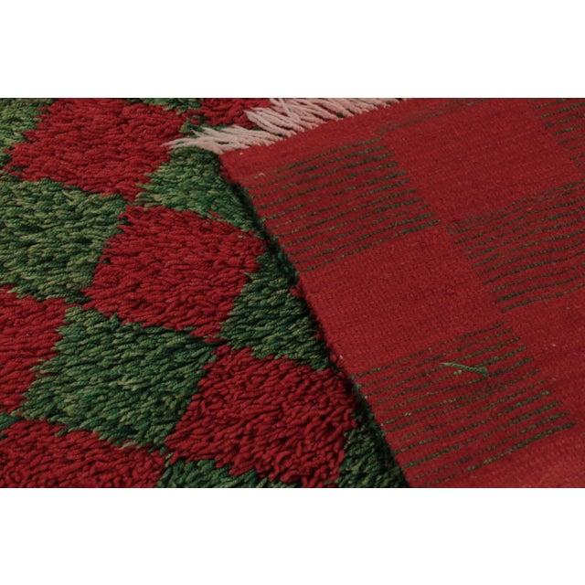 Textile Vintage Turkish Tulu Rug, Red and Green Checkered Pattern - Rug & Kilim For Sale - Image 7 of 7