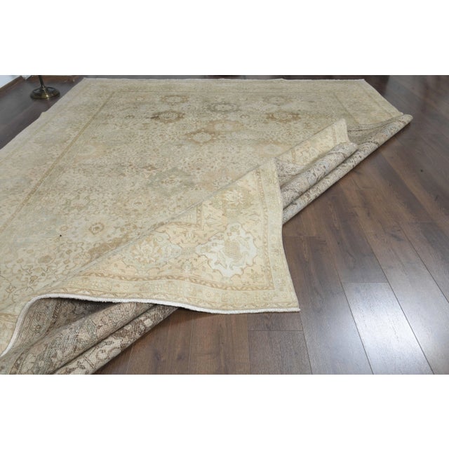 Textile 1960s Persian Handmade Wool Cotton Orange Oversized Area Rug For Sale - Image 7 of 11