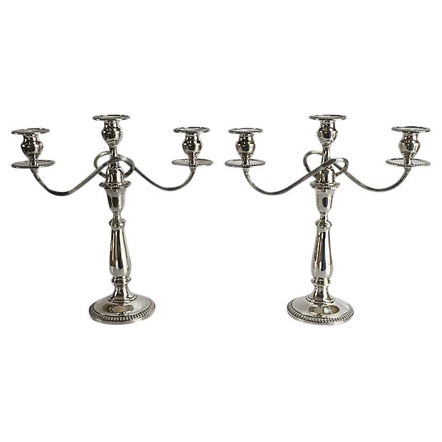 Sterling Silver Candelabras - A Pair For Sale