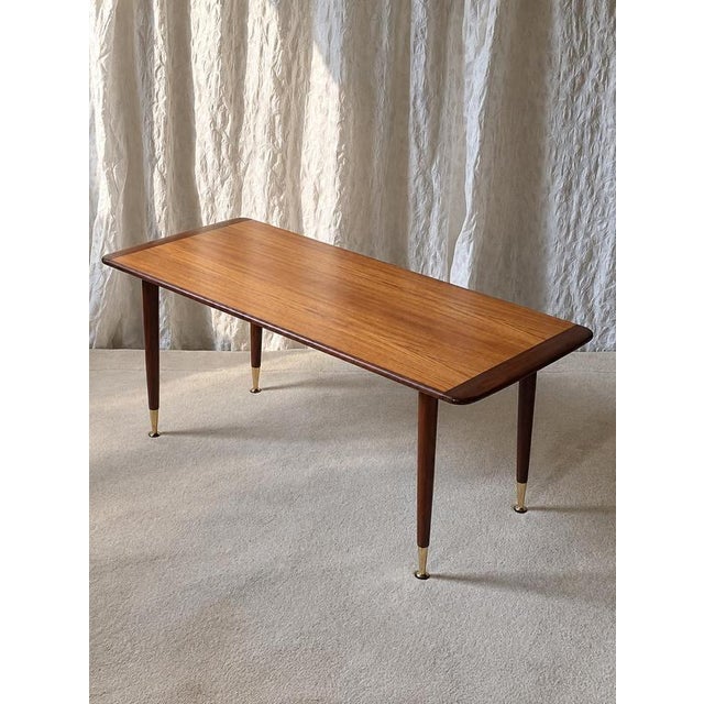 1960s Mid-Century Modern Teak Coffee Table with Brass Feet, Sweden, 1960s For Sale - Image 5 of 12