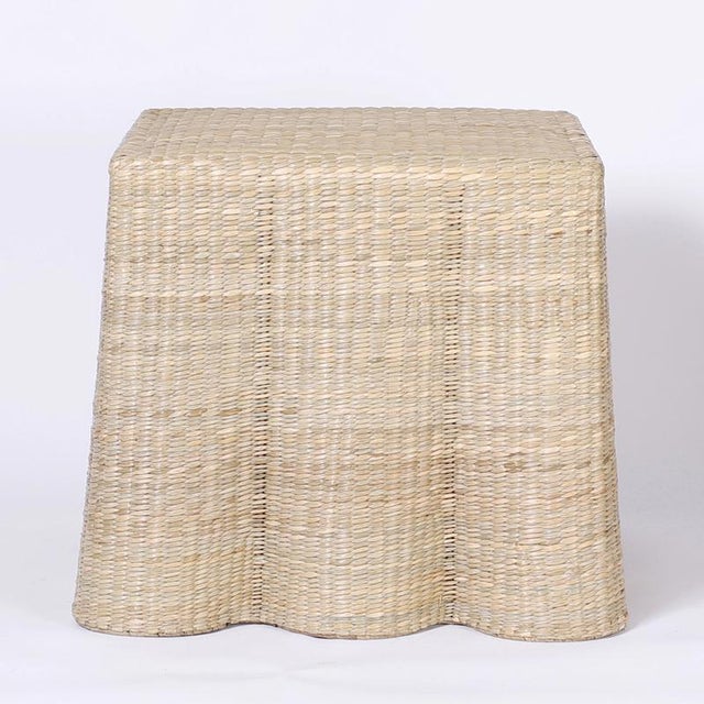 Pair of Wicker Drapery Ghost End Tables For Sale - Image 4 of 10