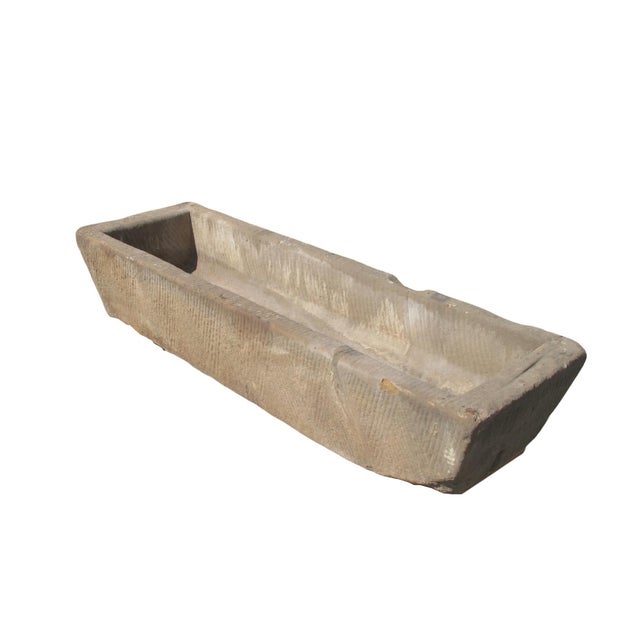 Chinese 74" Inch Long Hand Chiseled Stone Trough 62 For Sale - Image 3 of 12