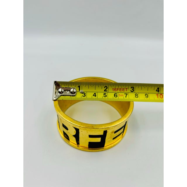 Karl Lagerfeld 90s Heavy Gold-Tone Enameled Bangle Bracelet For Sale - Image 9 of 12