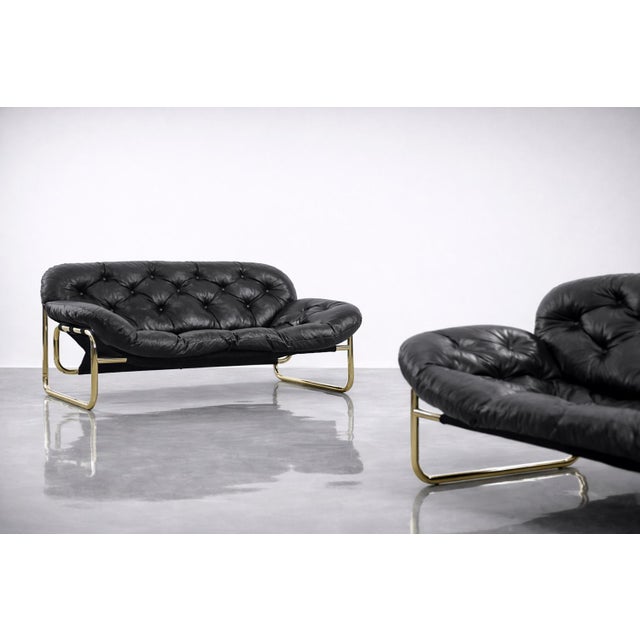 Vintage Scandinavian Sofa in Black Leather by John-Bertil Häggström for Swed-Form, 1970s For Sale - Image 9 of 18