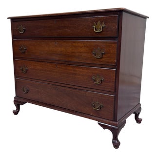 Antique Chippendale Style Mahogany Four Drawer Chest of Drawers Bachelor’s Chest For Sale